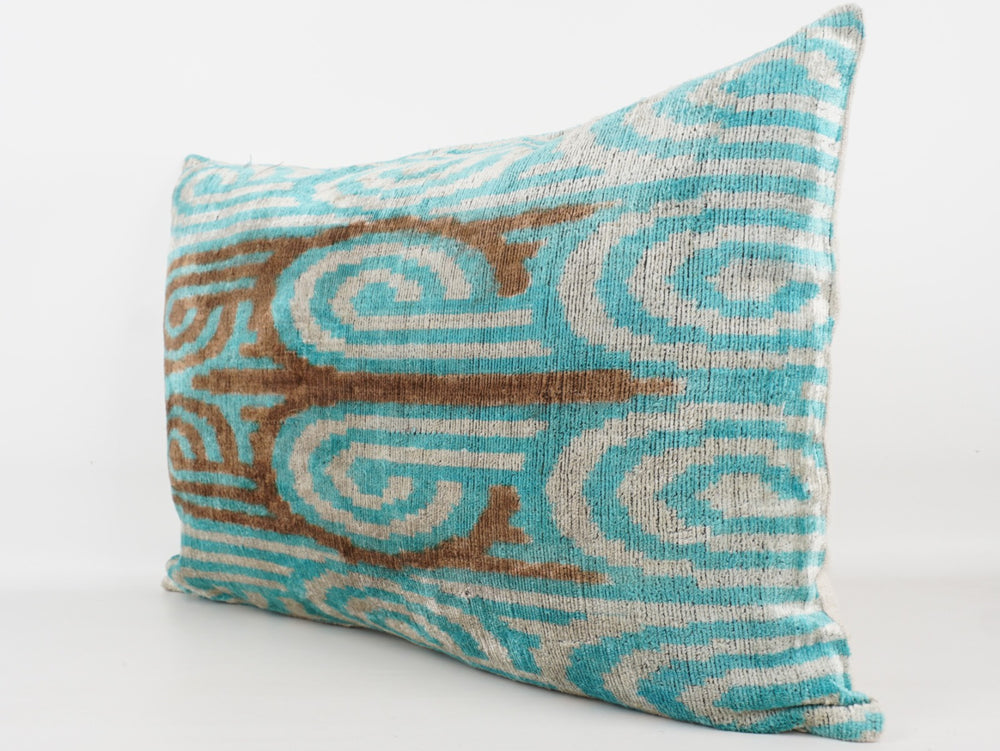 Silk/Velvet Kissenhülle 40x60cm mit Elipsen in aqua, hellbraun, offwhite 