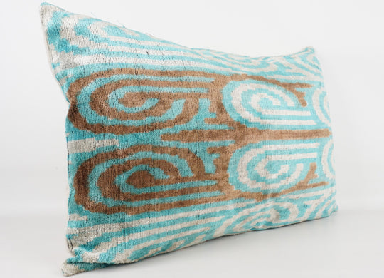 Silk/Velvet Kissenhülle 40x60cm mit Elipsen in aqua, hellbraun, offwhite 