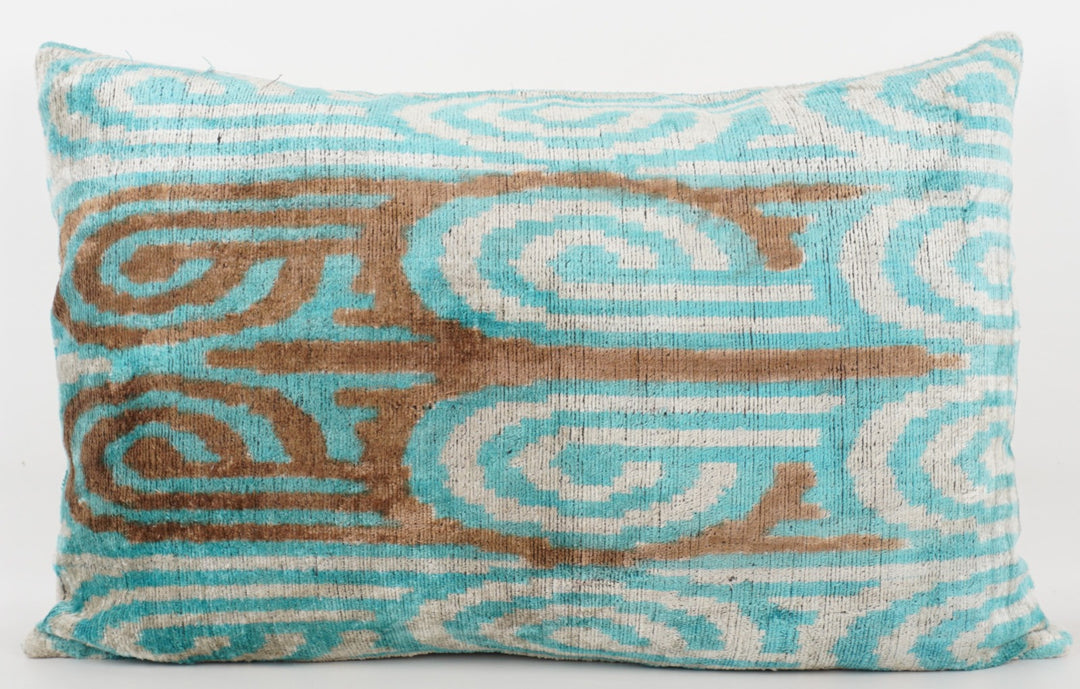 Silk/Velvet Kissenhülle 40x60cm mit Elipsen in aqua, hellbraun, offwhite 