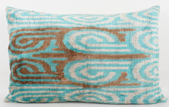 Silk/Velvet Kissenhülle 40x60cm mit Elipsen in aqua, hellbraun, offwhite 