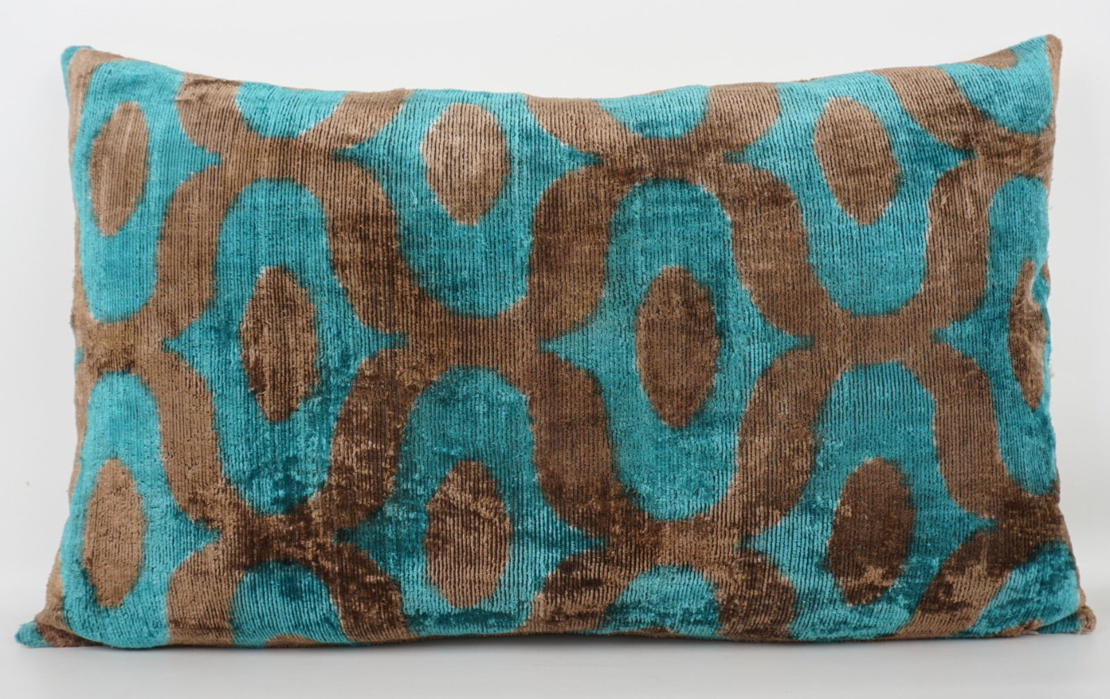Silk/Velvet Kissenhülle 40x60cm mit Bögen und Punkten aqua, braun