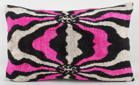 Silk/Velvet Kissenhülle 40x60cm Zebra-Muster pink-black-offwhite