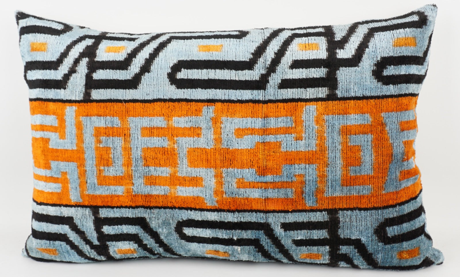 Silk/Velvet Kissenhülle 40x60cm Geometrisches Mid-Century-Muster blau-aqua-black-orange