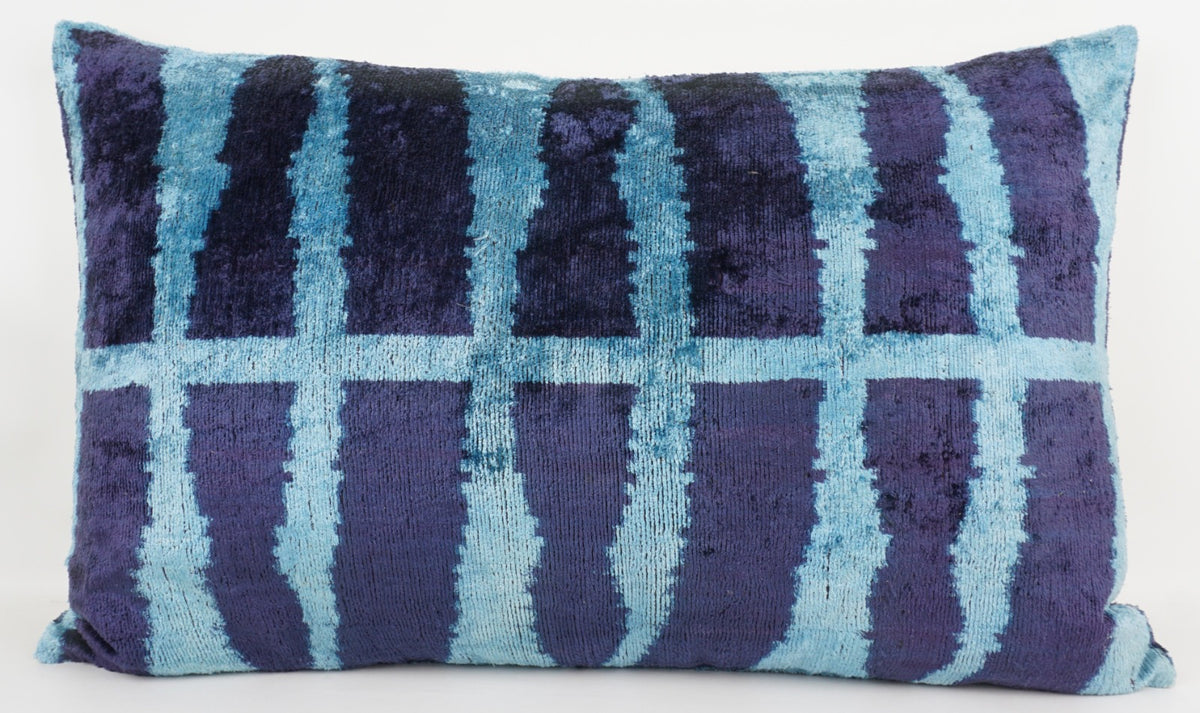 Silk/Velvet Kissenhülle wellenartigem Gitter-Muster 40x60cm  Lila-Aqua