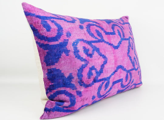 Silk/Velvet Kissenhülle 40x60cm Ornamental-florales Muster Pink-Fuchsia-Violett