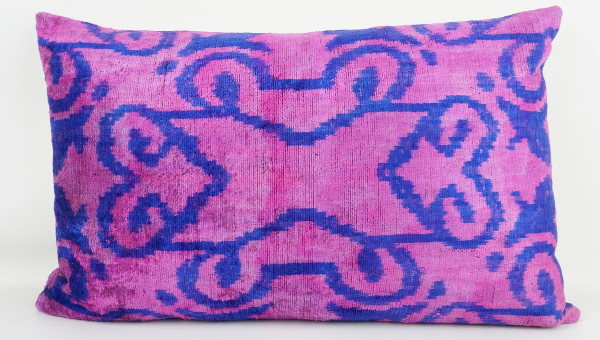 Silk/Velvet Kissenhülle 40x60cm Ornamental-florales Muster Pink-Fuchsia-Violett