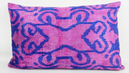 Silk/Velvet Kissenhülle 40x60cm Ornamental-florales Muster Pink-Fuchsia-Violett