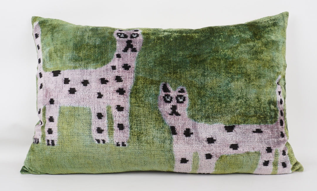 Silk/Velvet Kissenhülle 40x60cm Cat´s grün, rose, schwarz
