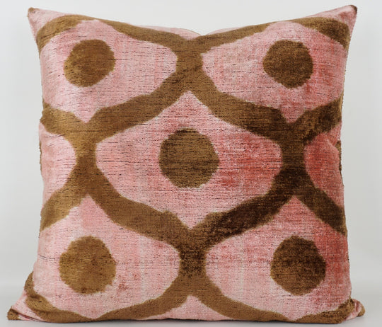 Silk/Velvet Kissenhülle 50×50 cm Bögen und Punkte in rose, hell-braun