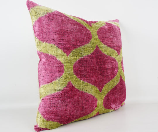 Silk/Velvet Kissenhülle 50×50 cm Bögen in rose-pink und gelb 