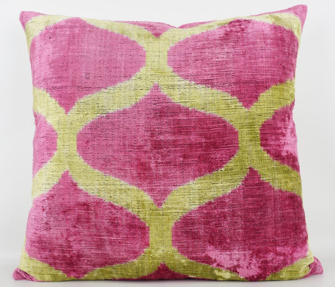 Silk/Velvet Kissenhülle 50×50 cm Bögen in rose-pink und gelb 