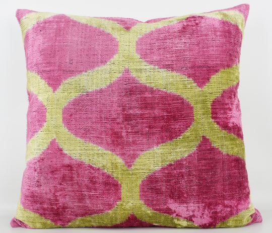 Silk/Velvet Kissenhülle 50×50 cm Bögen in rose-pink und gelb 