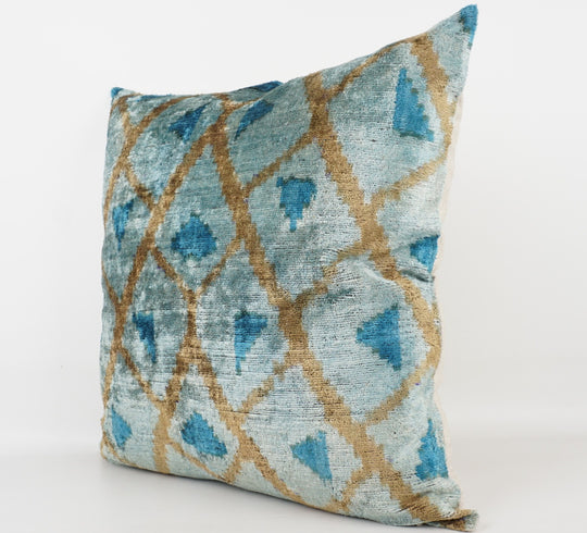 Silk/Velvet Kissenhülle 50×50 cm Grafik-Motive in hellblau,aqua, braun 