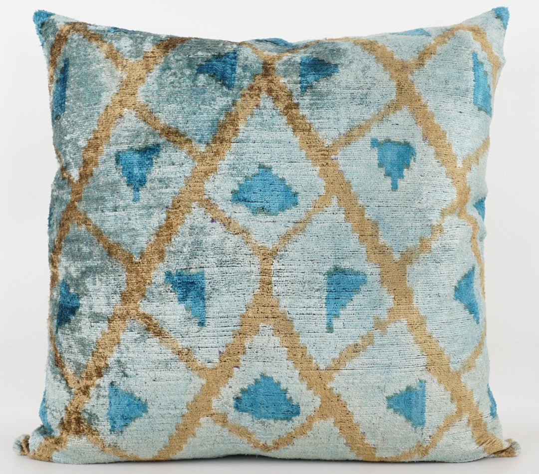 Silk/Velvet Kissenhülle 50×50 cm Grafik-Motive in hellblau,aqua, braun 