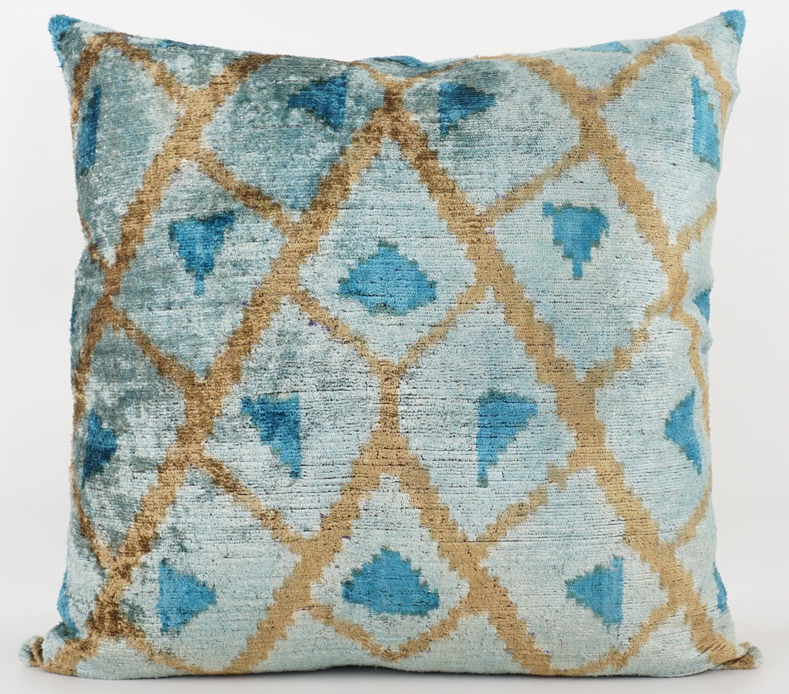 Silk/Velvet Kissenhülle 50×50 cm Grafik-Motive in hellblau,aqua, braun 
