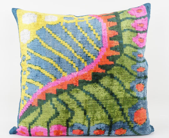Silk/Velvet Kissenhülle 50x50cm grafisch-abstrakten Bögen und Linien bunt-multi