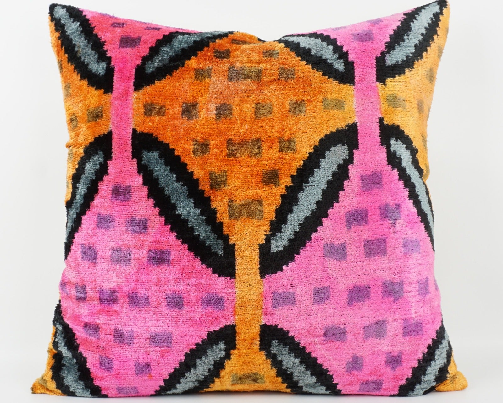 Silk/Velvet Kissenhülle 50x50cm grafisch-abstrakten Bögen und Linien bunt-multi
