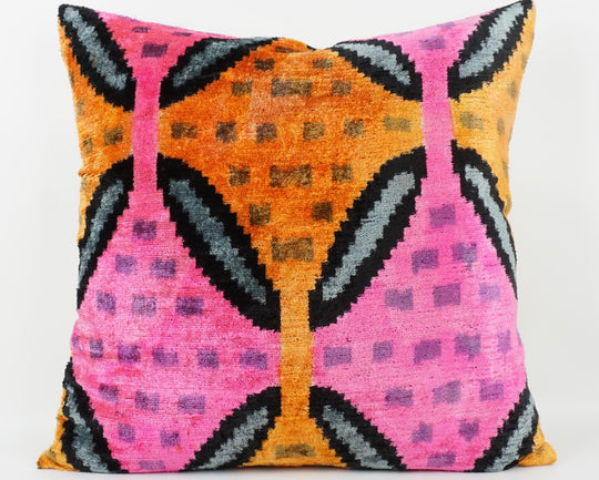 Silk/Velvet Kissenhülle 50x50cm grafisch-abstrakten Bögen und Linien bunt-multi