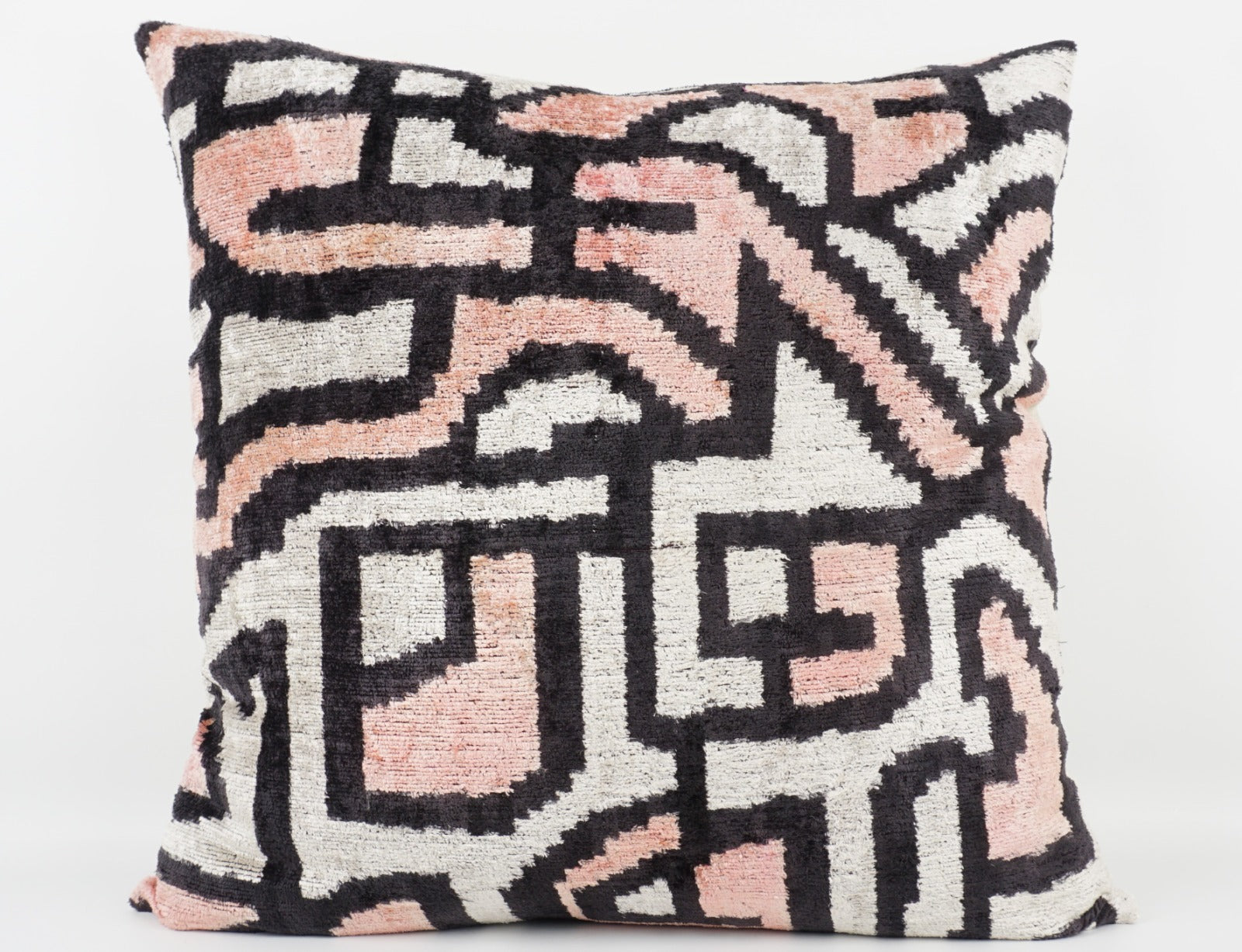 Silk/Velvet Kissenhülle 60x60cm Grafik-Linien rose, offwhite, schwarz