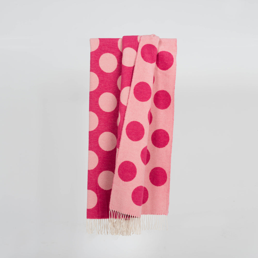 Wolldecke 150x195cm Punkte Rosa-Pink