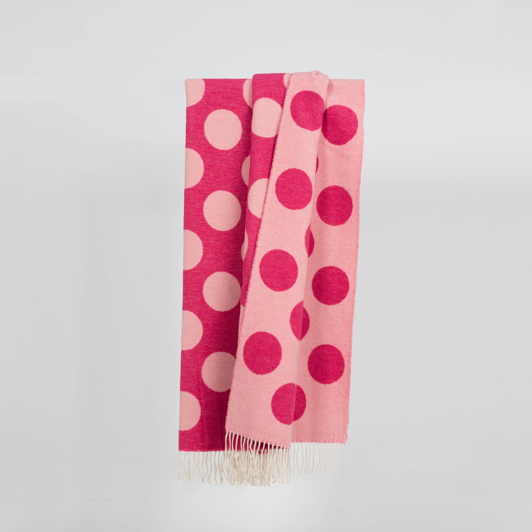 Wolldecke 150x195cm Punkte Rosa-Pink