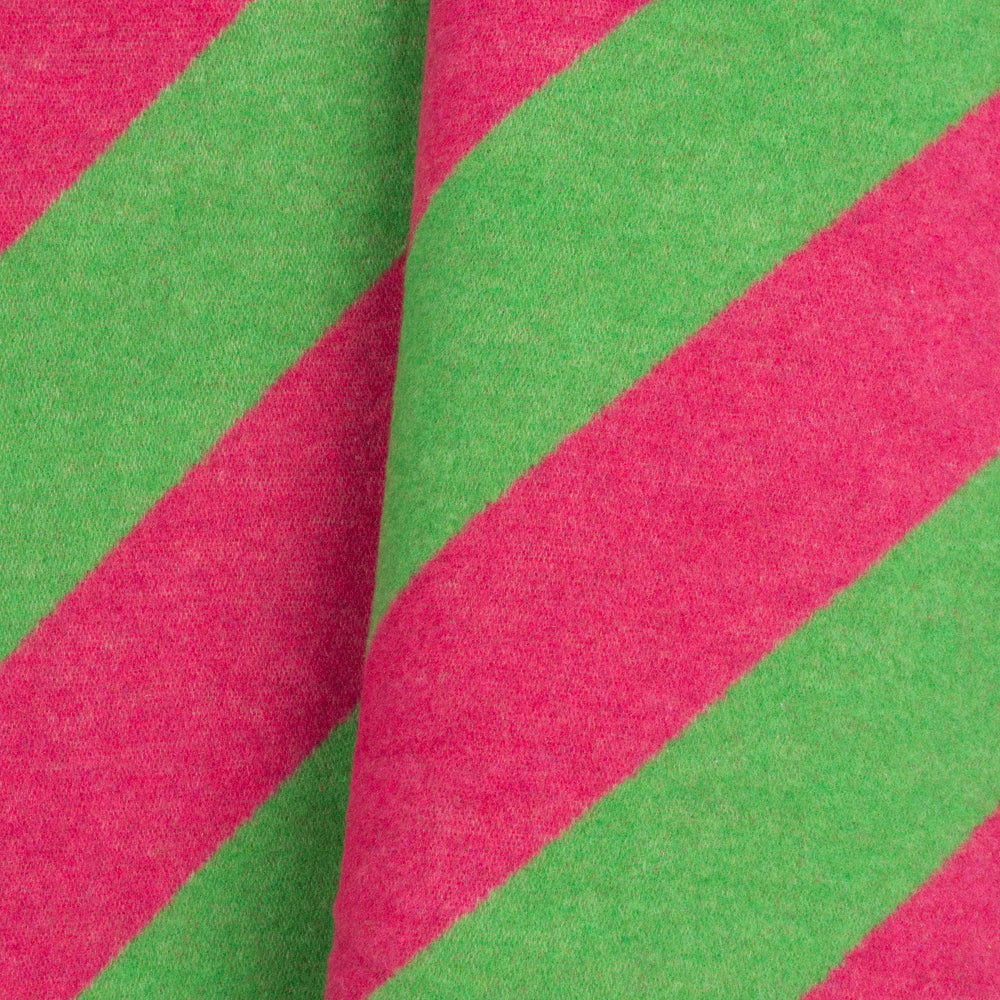 Wolldecke 150x195cm Querstreifen Grün-Pink