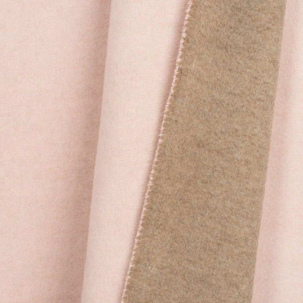 Wolldecke 150x195cm Halb/Halb-Streifen in Beige-Taupe-Rose