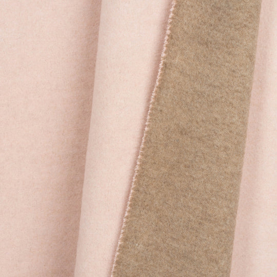 Wolldecke 150x195cm Halb/Halb-Streifen in Beige-Taupe-Rose
