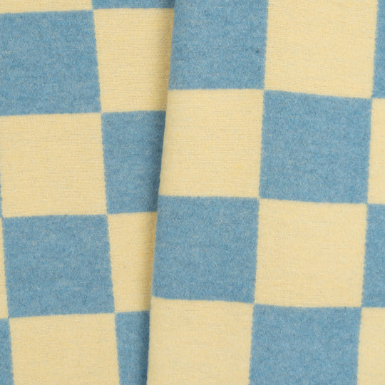 Wolldecke 150x195cm Karo Sky-blue &amp; butter-gelb