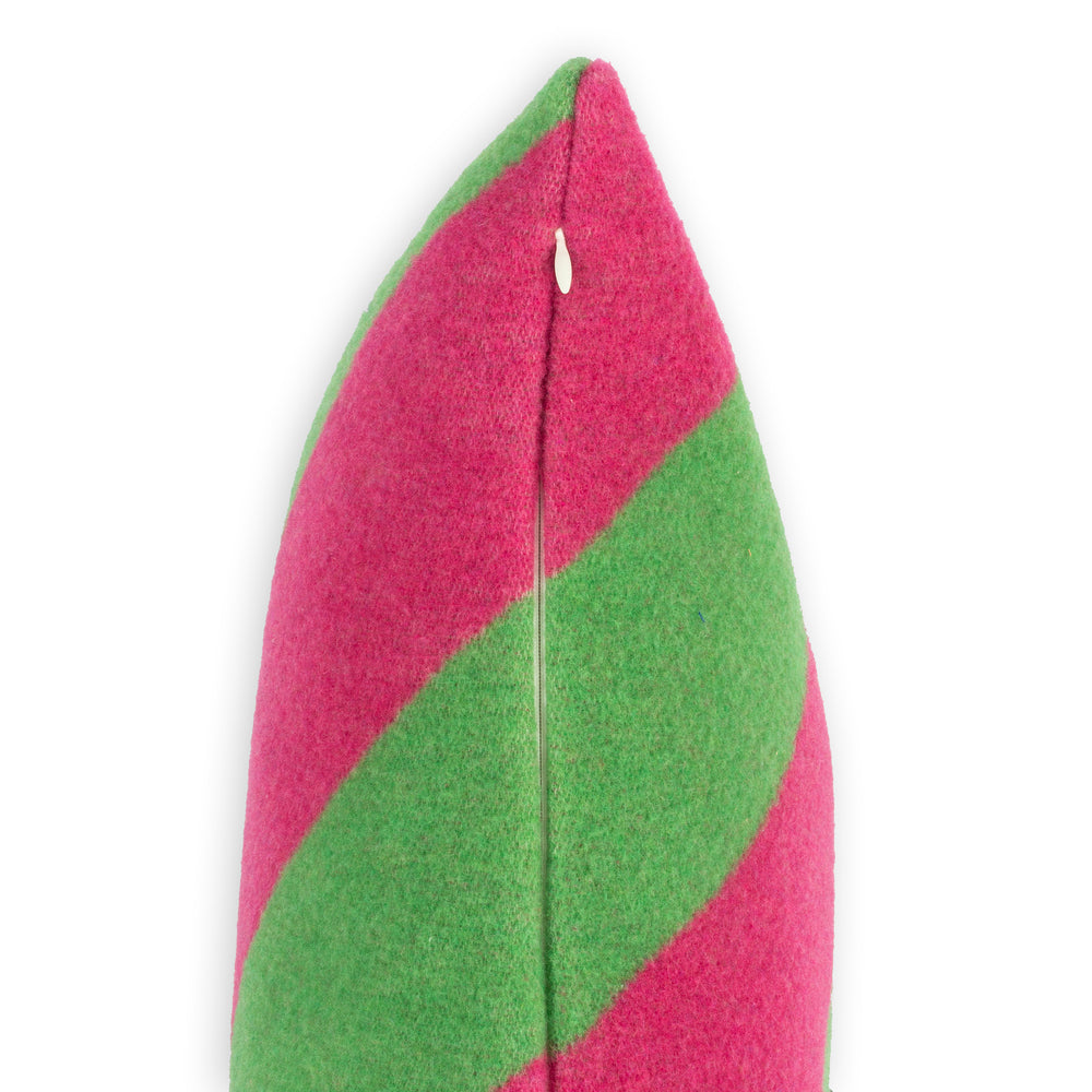 Wollkissen 45x45cm Querstreifen in Grün-Pink