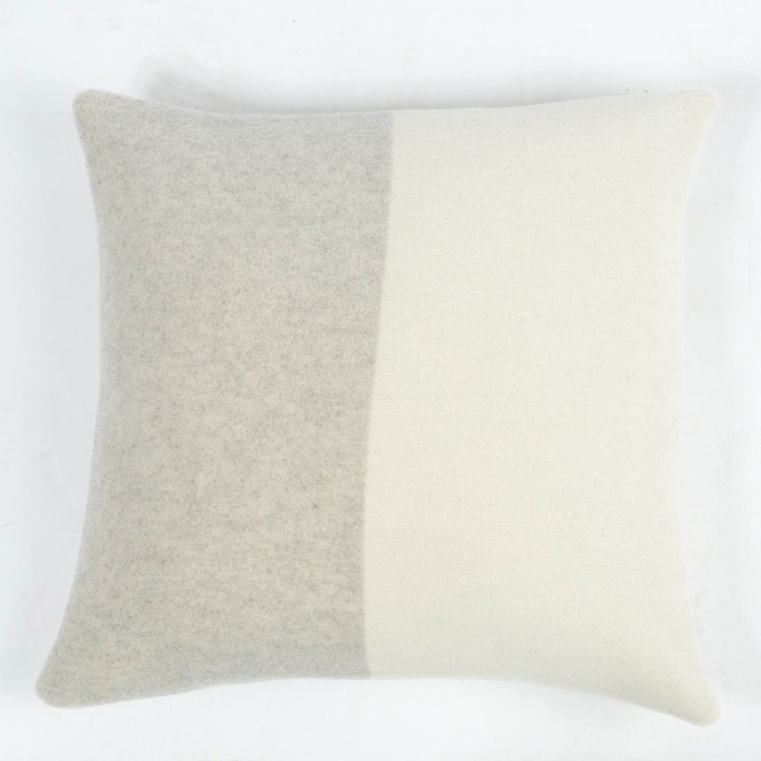 Wolldecke 150x195cm Halb/Halb-Streifen in hellgrau-offwhite-beige