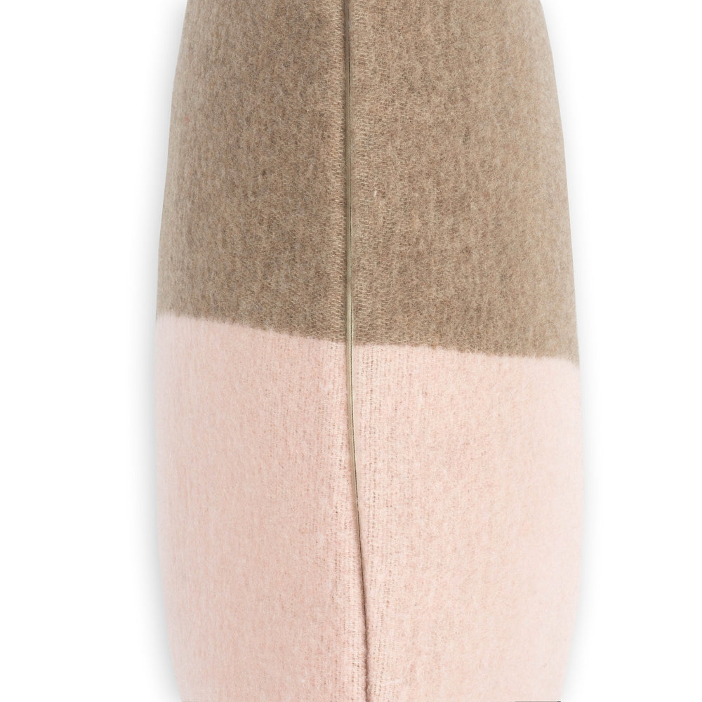 Wollkissen 45x45cm Halb/Halb-Streifen in Beige-Taupe-Rose