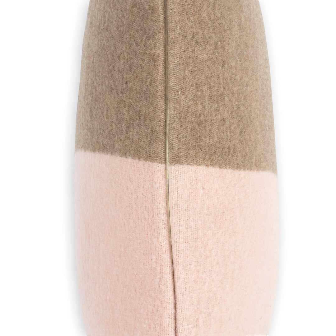 Wollkissen 45x45cm Halb/Halb-Streifen in Beige-Taupe-Rose