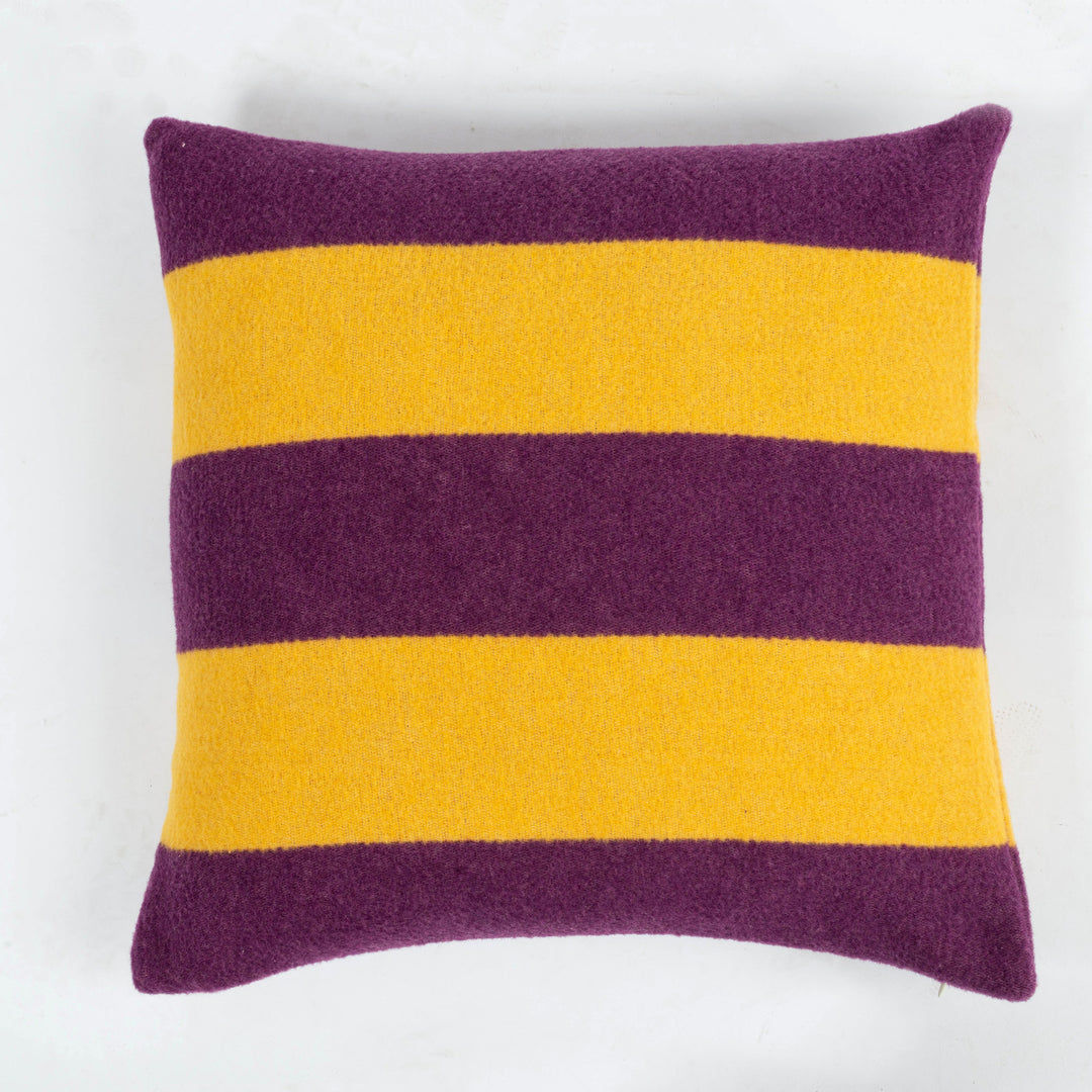 Wollkissen 45x45cm Streifen in Lila-Gelb