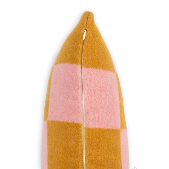 Wollkissen 45x45cm Karo Rose-Caramelbraun