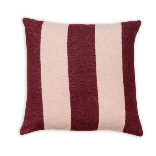 Wollkissen 45x45cm Streifen bordeaux-rot, rose