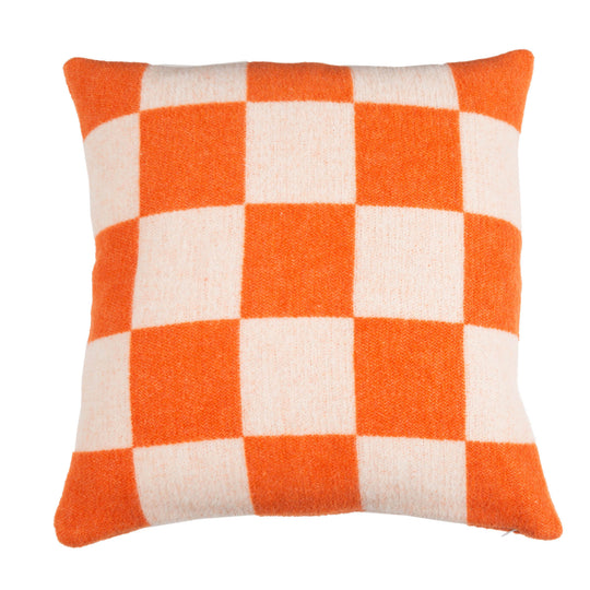 Wollkissen 45x45cm Karo Arancia-Orange-Offwhite