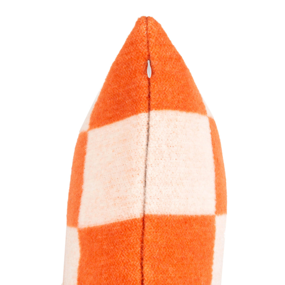 Wollkissen 45x45cm Karo Arancia-Orange-Offwhite