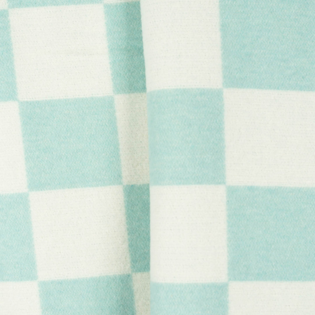 Wolldecke 150x195cm mit Karomuster in Aqua-Offwhite