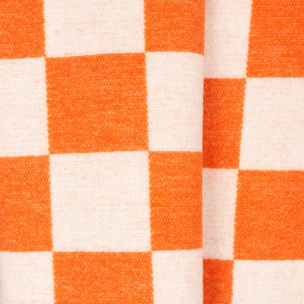 Wolldecke 150x195cm mit Karomuster in Arancia-Orange-Offwhite