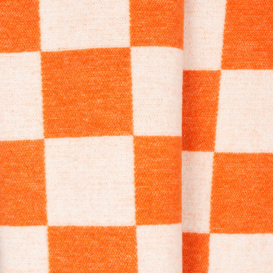 Wolldecke 150x195cm mit Karomuster in Arancia-Orange-Offwhite