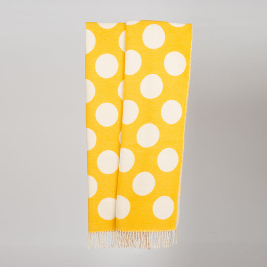Wolldecke 150x195cm mit Punktemuster in Gelb-Offwhite