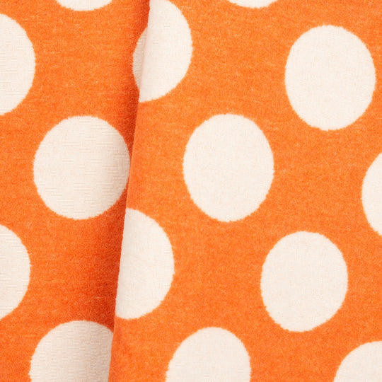 Wolldecke 150x195cm mit Punktemuster in Orange-Offwhite