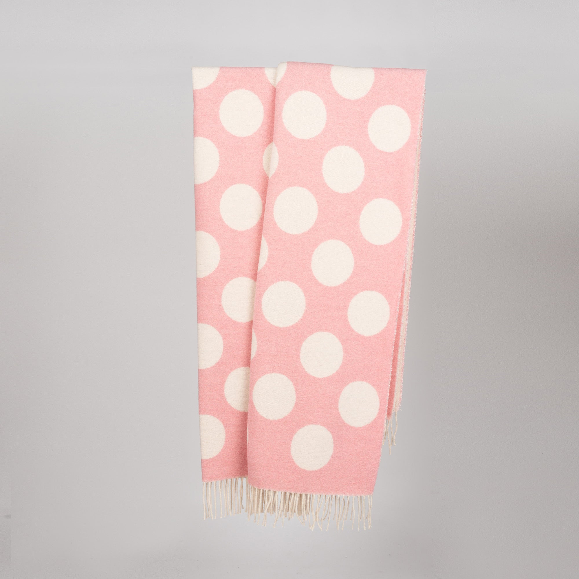 Wolldecke 150x195cm mit Punktemuster in Rose-Offwhite