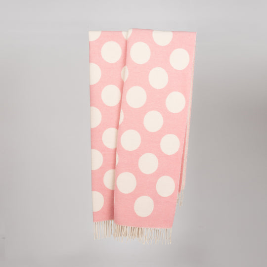 Wolldecke 150x195cm mit Punktemuster in Rose-Offwhite