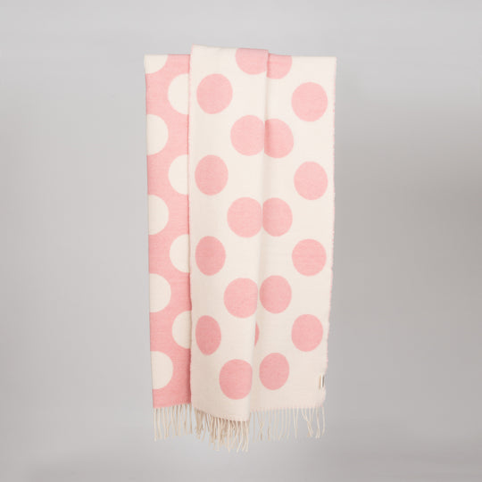 Wolldecke 150x195cm mit Punktemuster in Rose-Offwhite