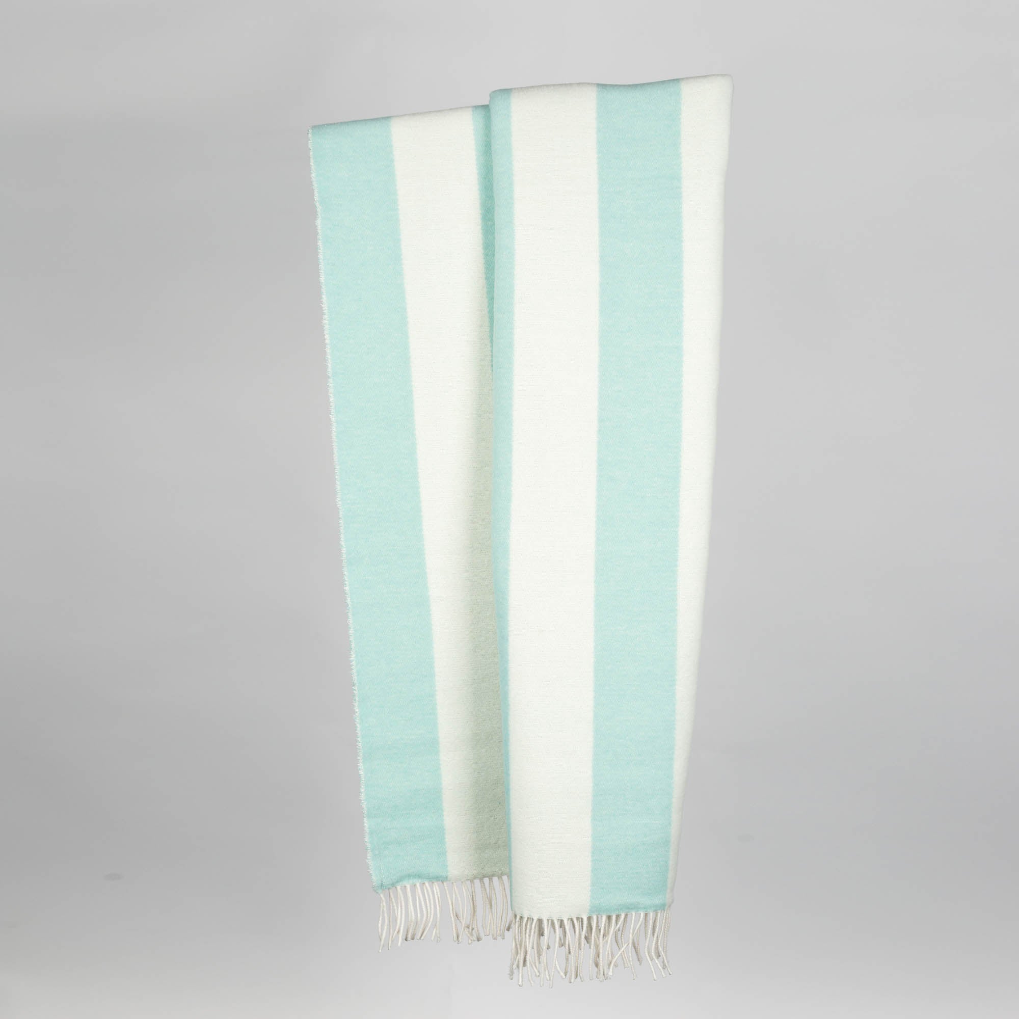 Wolldecke 150x195cm mit Streifenmuster in Aqua-Offwhite