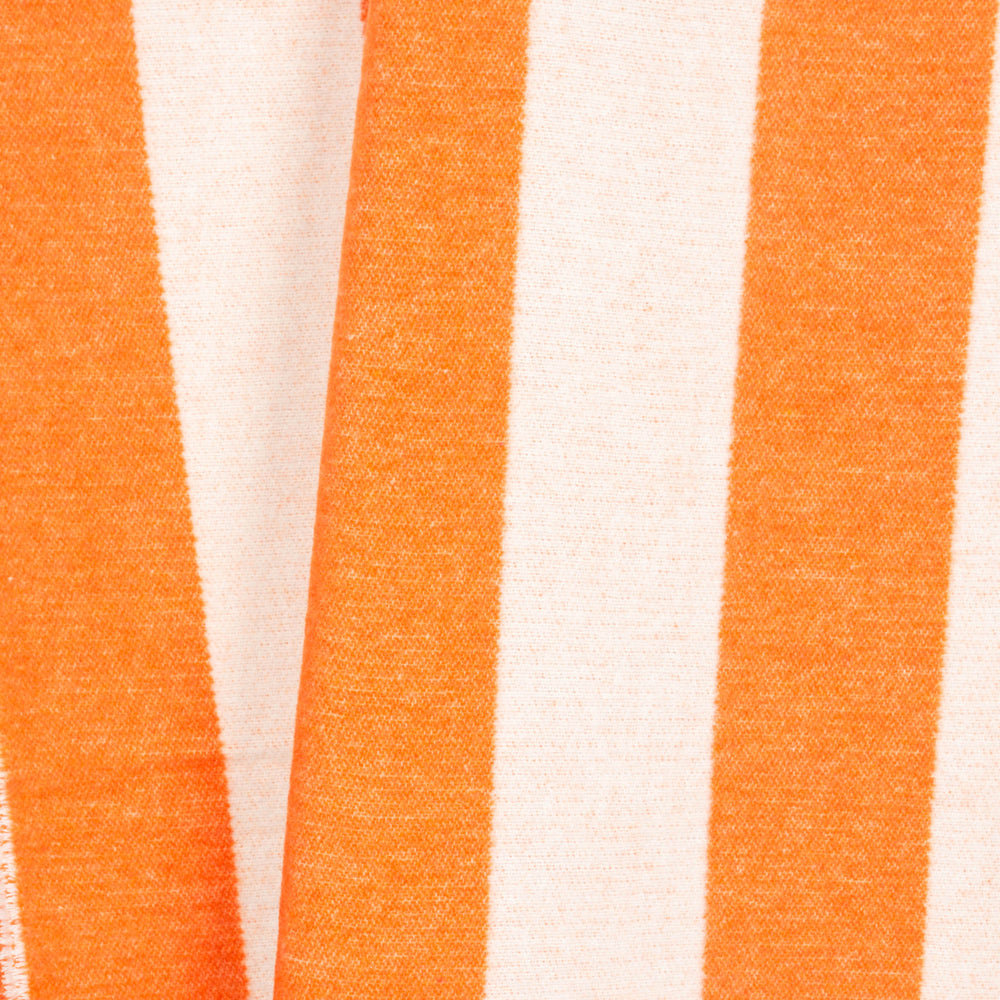 Wolldecke 150x195cm mit Streifenmuster in Orange-Offwhite