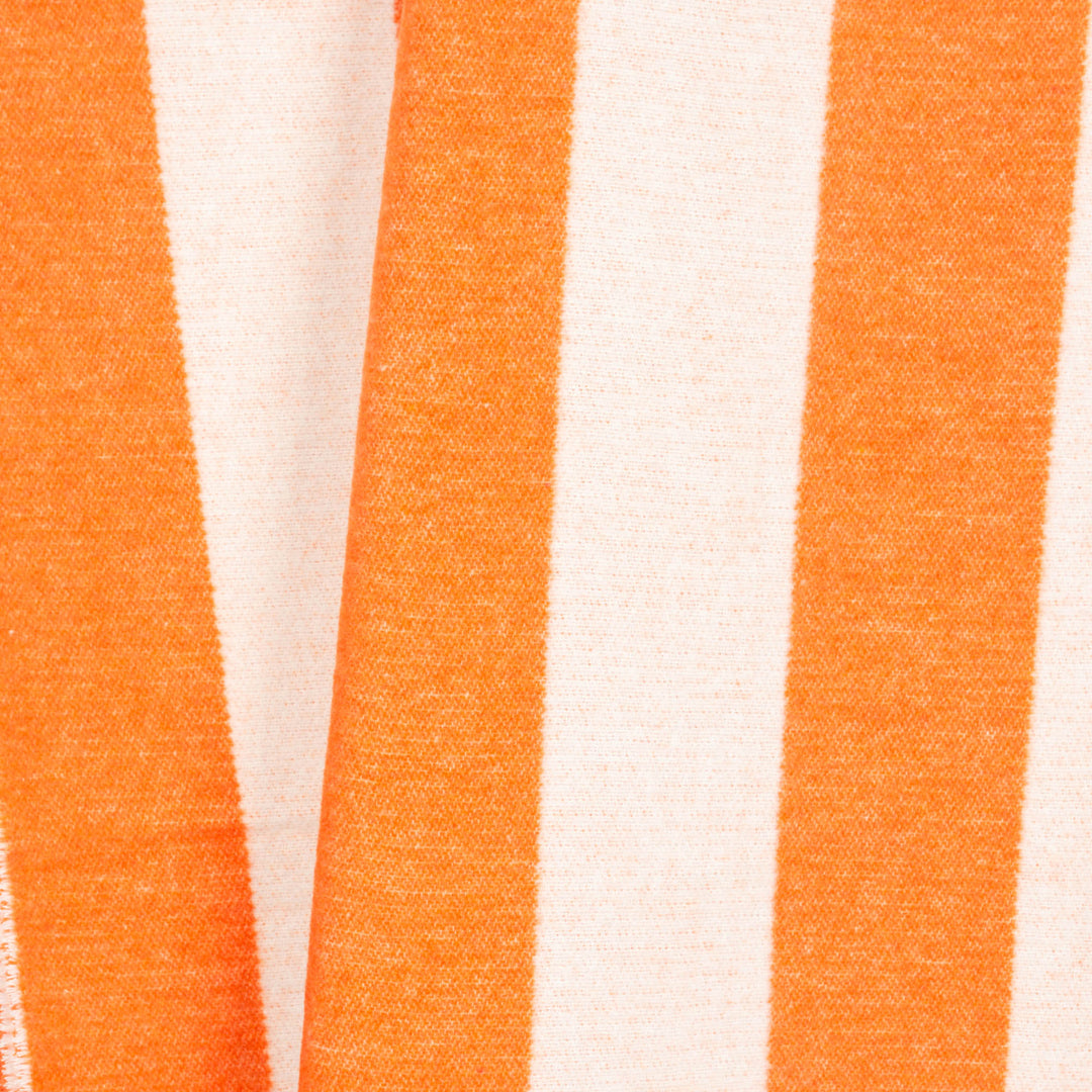 Wolldecke 150x195cm mit Streifenmuster in Orange-Offwhite