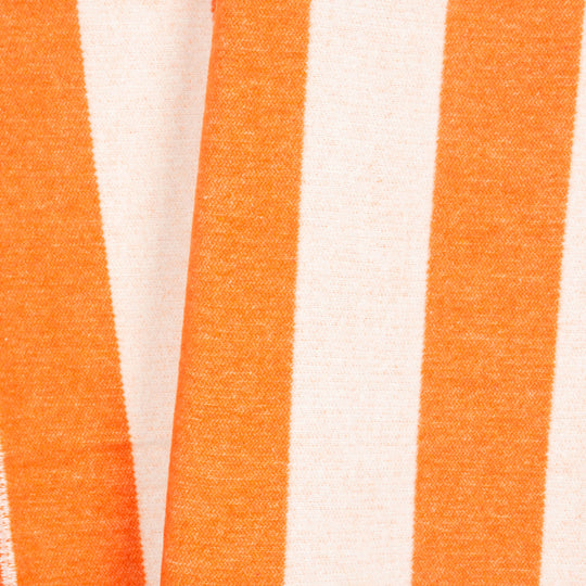 Wolldecke 150x195cm mit Streifenmuster in Orange-Offwhite